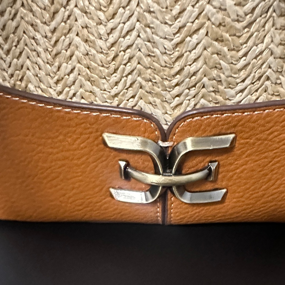 Sam Edelman Tan Leather & Raffia Crossbody Bag. NWOT. Flawless Hardware. - Picture 3 of 16